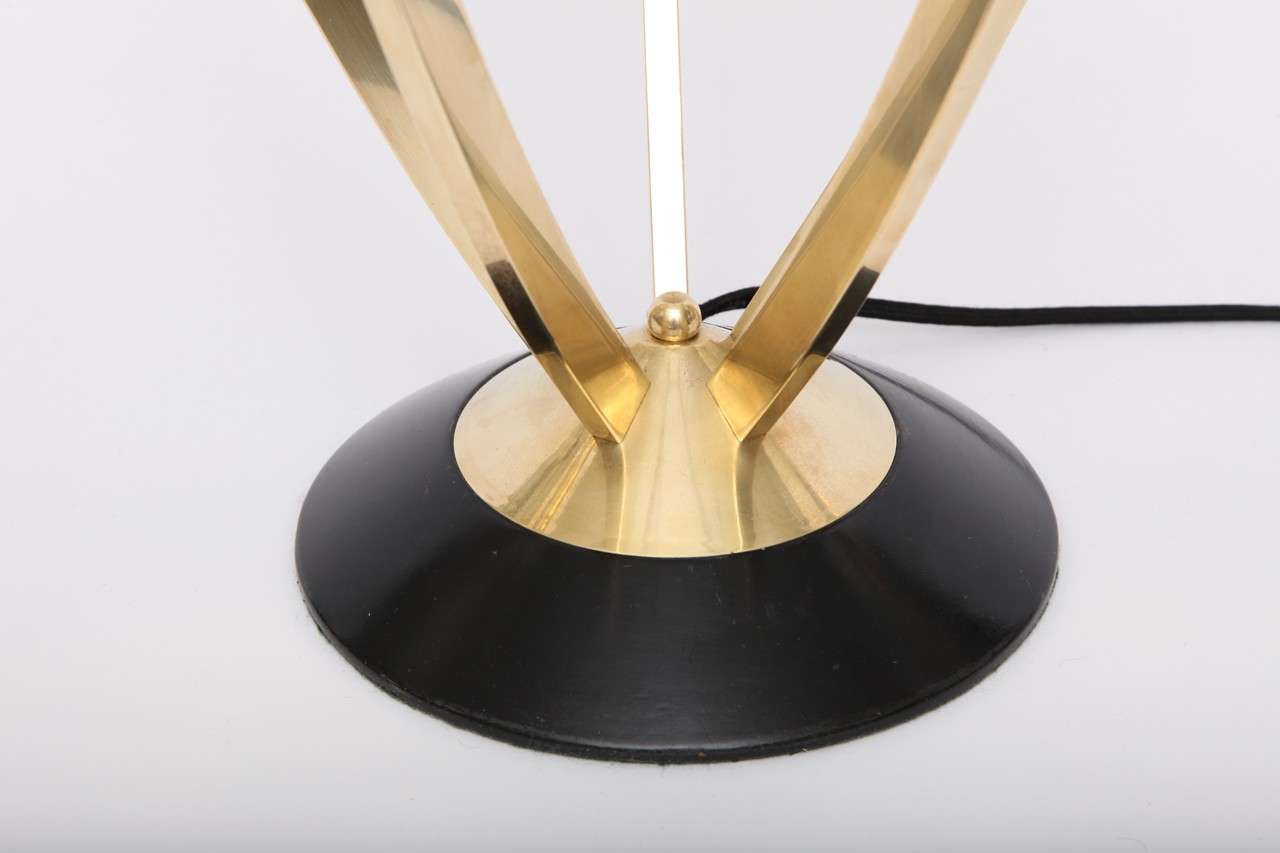 Mid-Century Modern Pair of 1950s Italian Sculptural Brass Table Lamps
