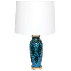 1920s French Art Deco Ceramic Table Lamp Signed L Bourgeot 4