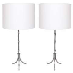 Pair of 1940s French Art Moderne Polished Metal Table Lamps 6