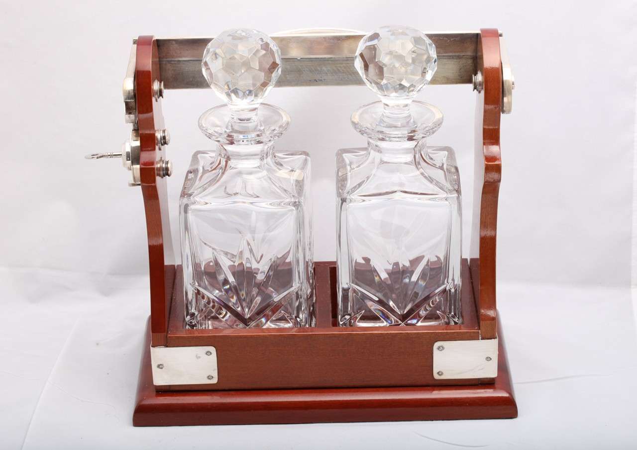 Silver Plate Silverplate - Mounted Two Bottle Wood Tantalus
