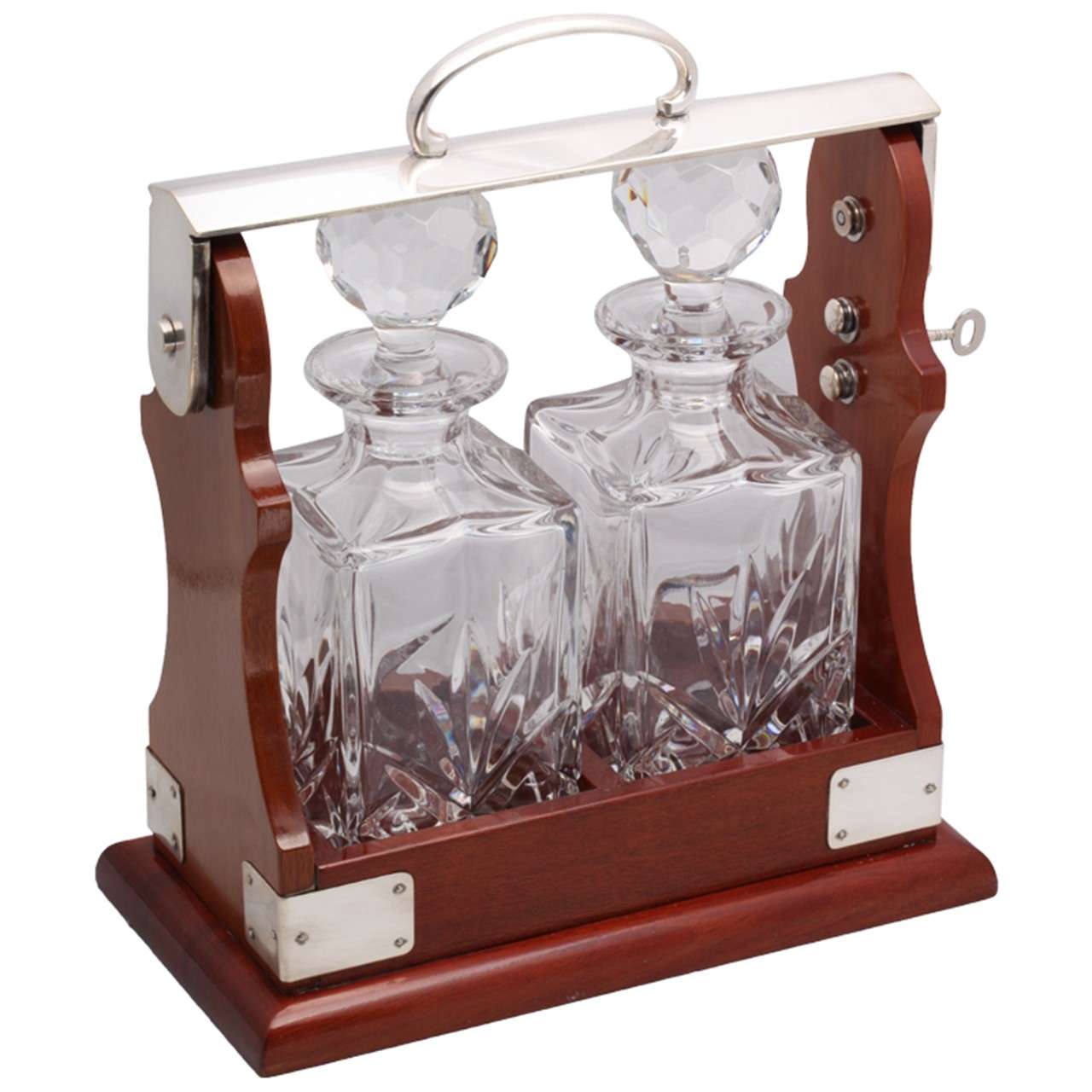 Silverplate - Mounted Two Bottle Wood Tantalus