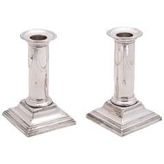 Neo-Classical Sterling Silver Column-Form Candlesticks