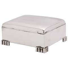 Art Deco Footed Sterling Silver Table Box
