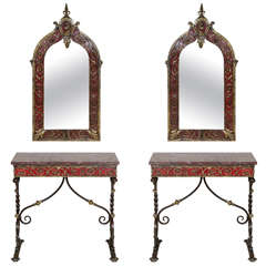 Pair of Consoles with Mirrors by Oscar Bach