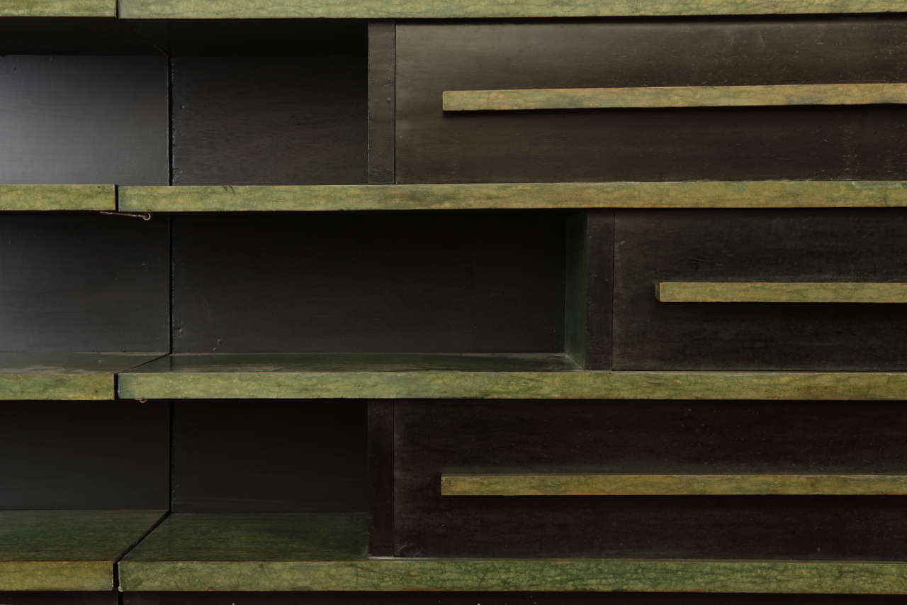 Italian Bookcase in buxus stained with aniline For Sale