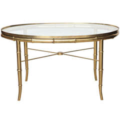 Faux Bamboo Brass Oval Cocktail Table