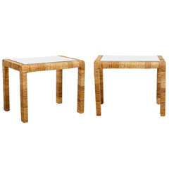 Pair of Rattan End Tables