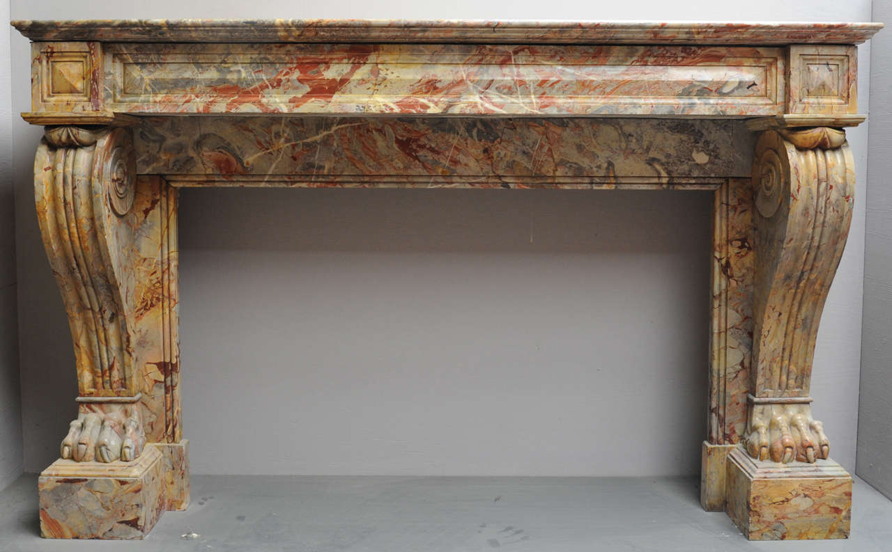 A 19th century French Empire Sarrancolin marble fireplace/mantel piece, circa 1820.