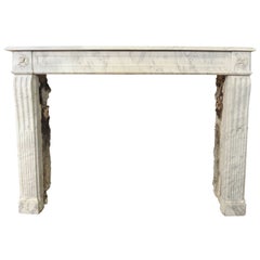 A 19th C. French Louis XVI style Carrara marble fireplace / mantel piece
