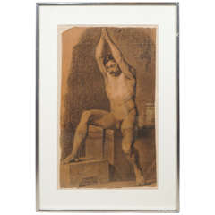19th Century Figure Study, Charcoal on Paper