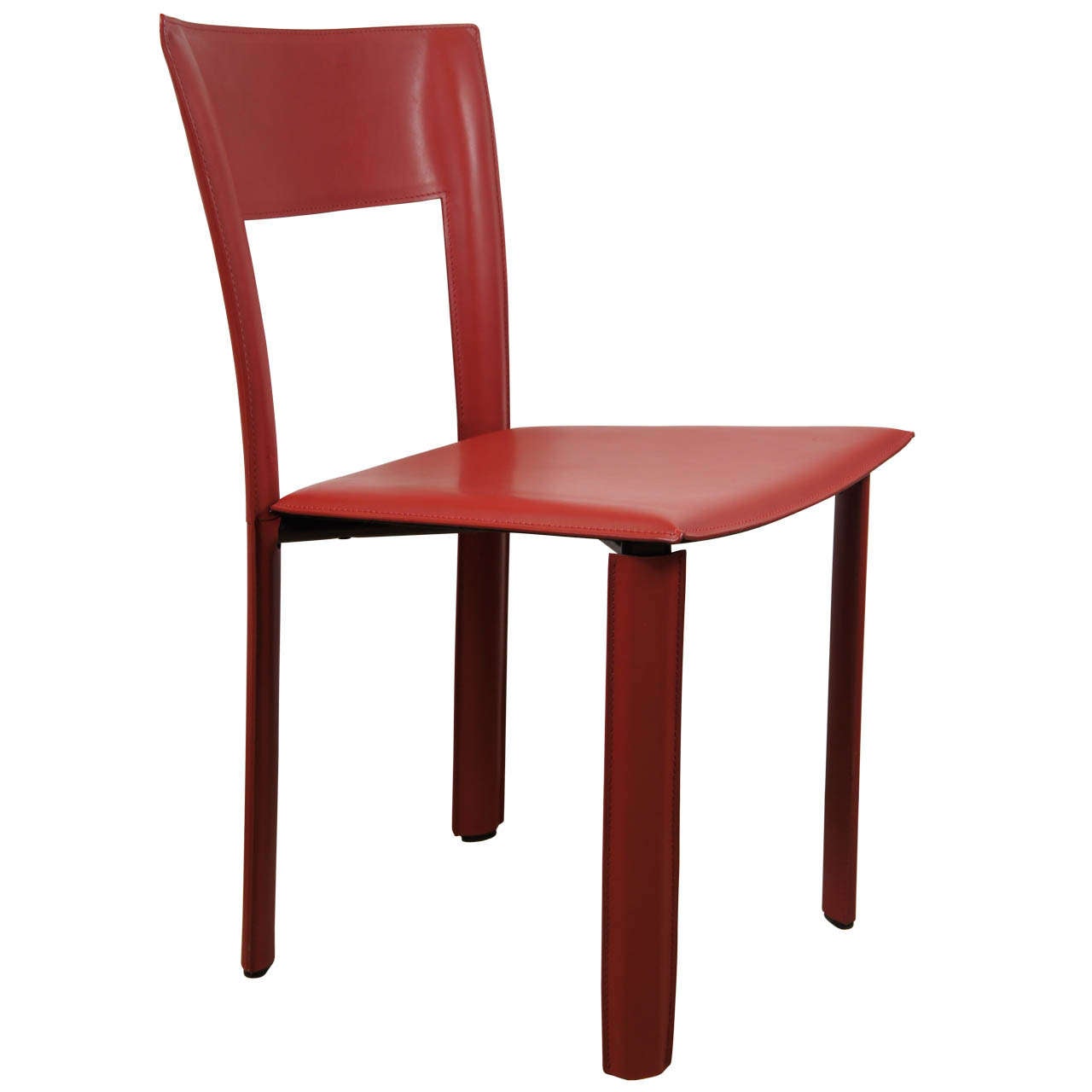 6 Red Leather Chairs at 1stdibs