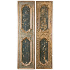 Two Louis XV Style Faux Painted Door Panels