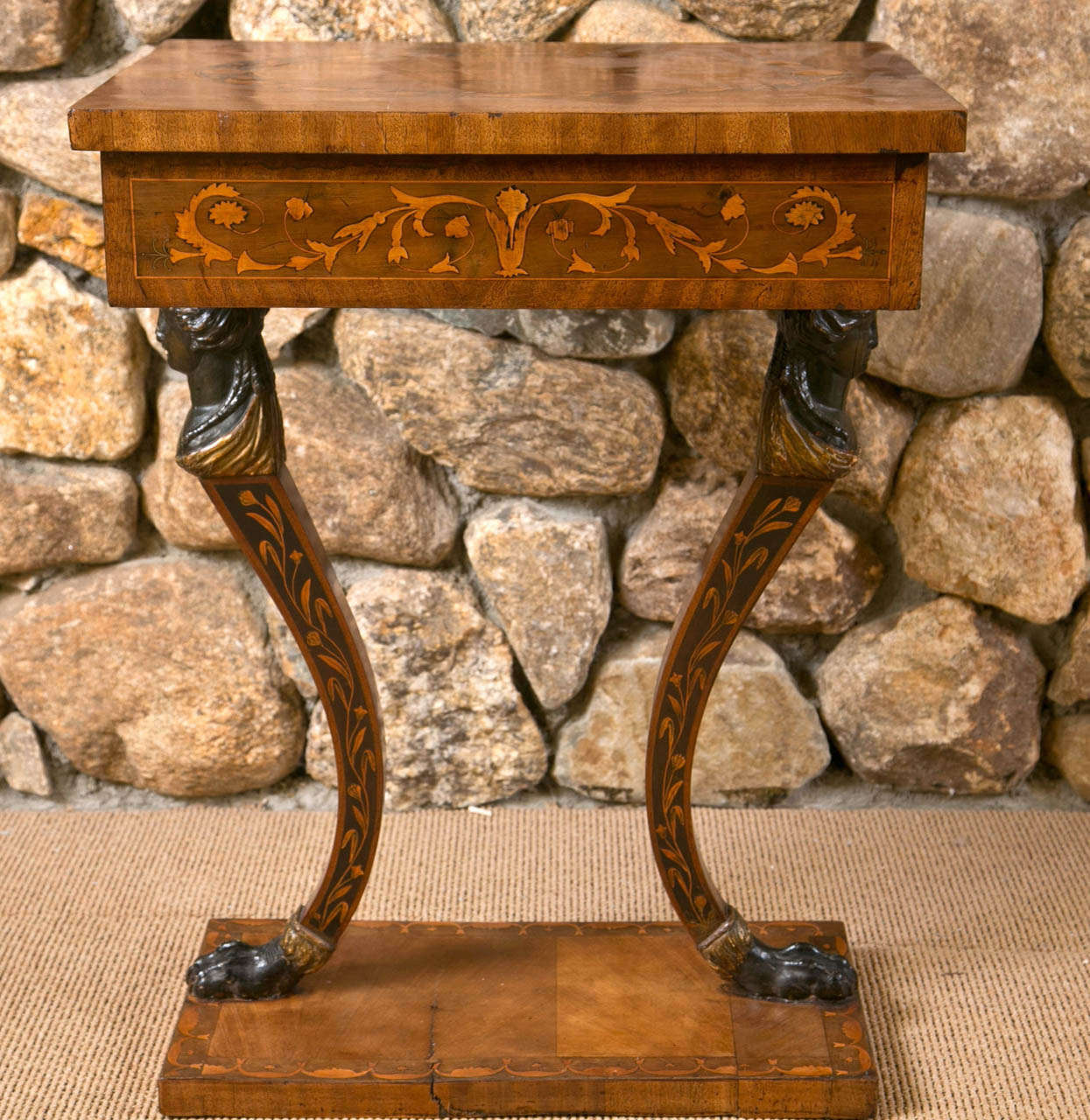Directoire Style Inlaid Walnut Console Entry Table For Sale 5