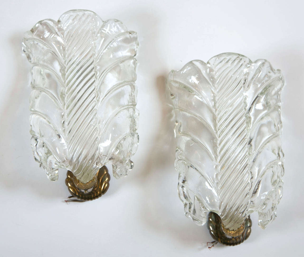 Pair of French Glass One Light Wall Sconces, Early 20th Century For Sale 4