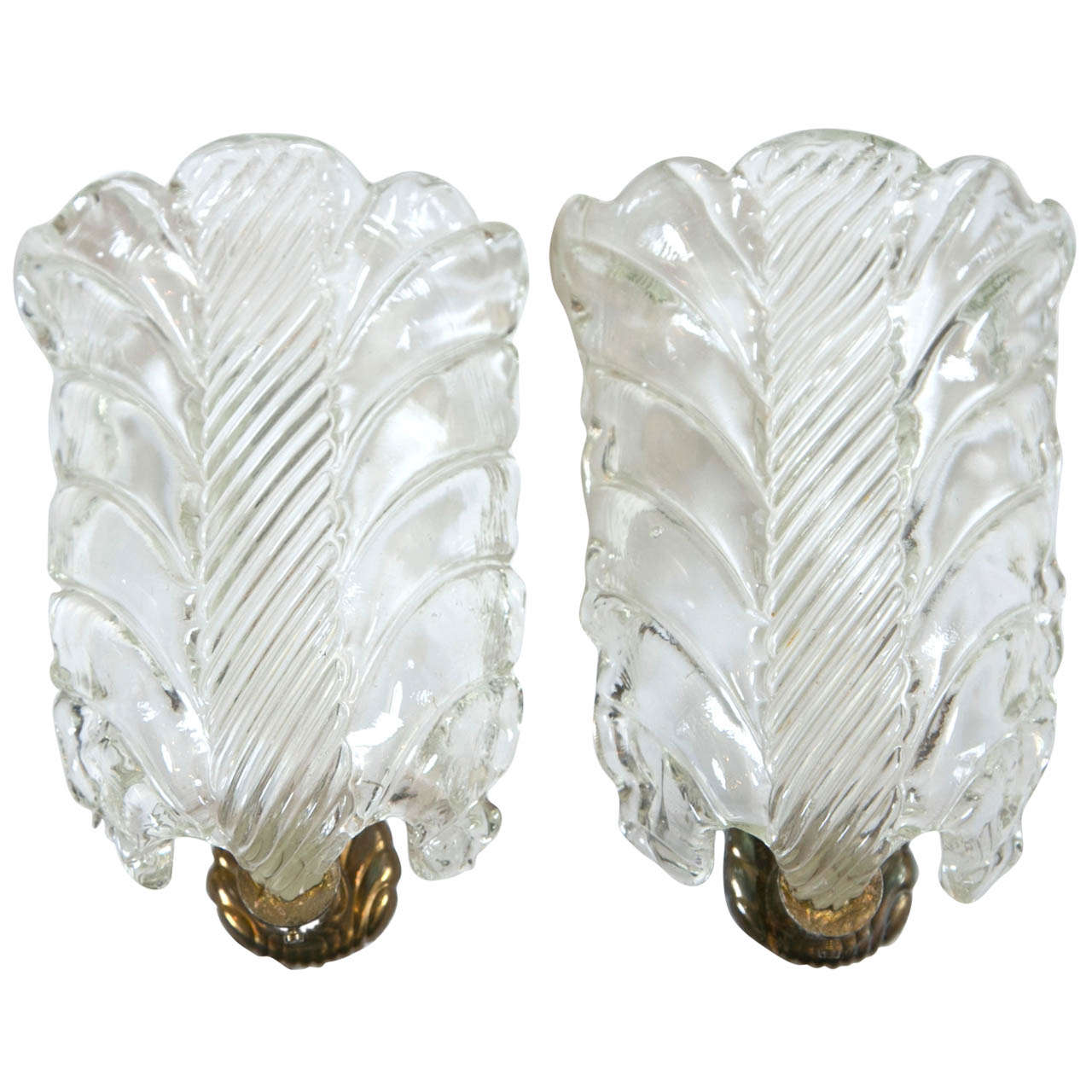 Pair of French Glass One Light Wall Sconces, Early 20th Century For Sale