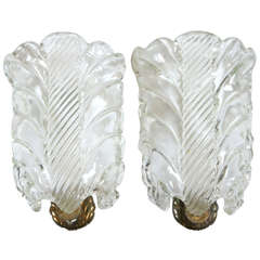 Pair of French Glass One Light Wall Sconces, Early 20th Century