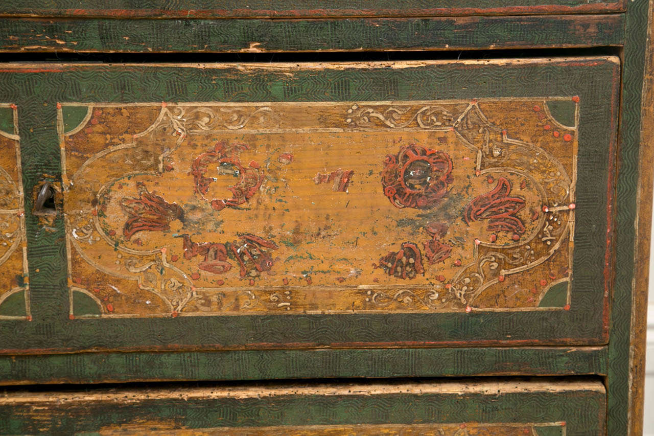 Belgian Continental Painted Wood Three Drawer Chest, Mid 19th Century For Sale