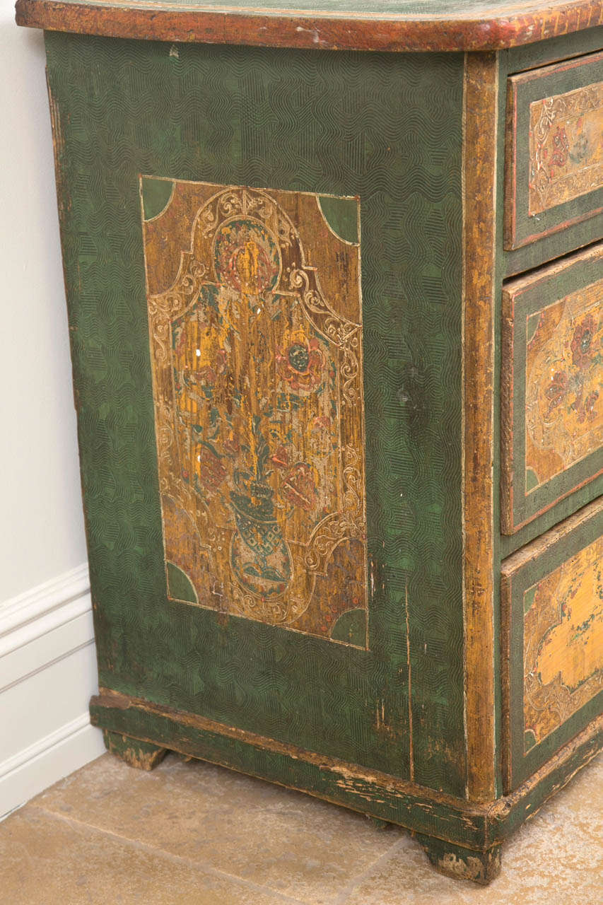 Continental Painted Wood Three Drawer Chest, Mid 19th Century For Sale 4