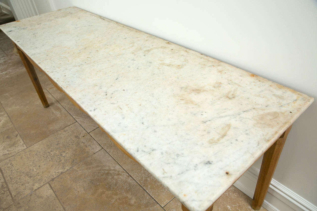French Wood Rectangular Marble Topped Entry Table In Excellent Condition For Sale In St.amford, CT