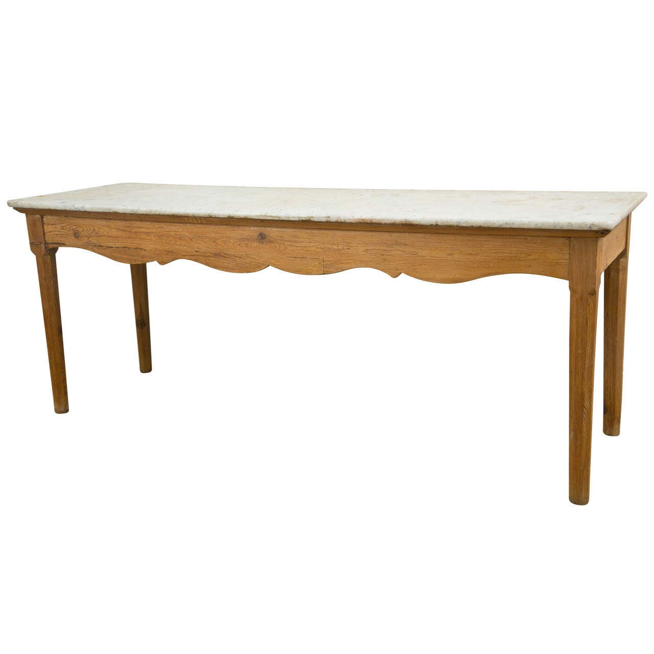 French Wood Rectangular Marble Topped Entry Table For Sale