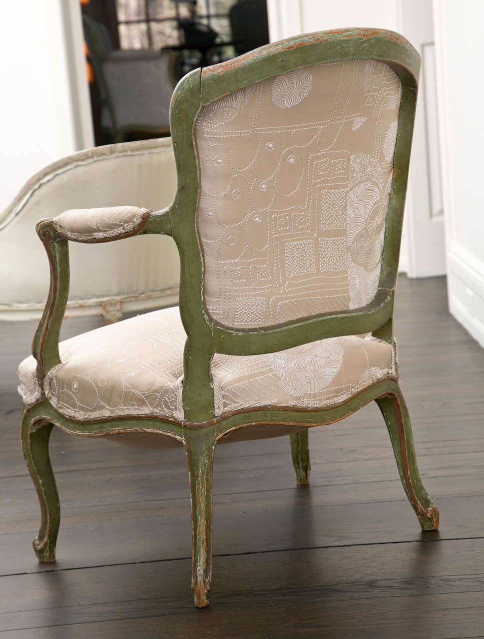 Pair of Louis XV Style Upholstered Fauteuils For Sale 4