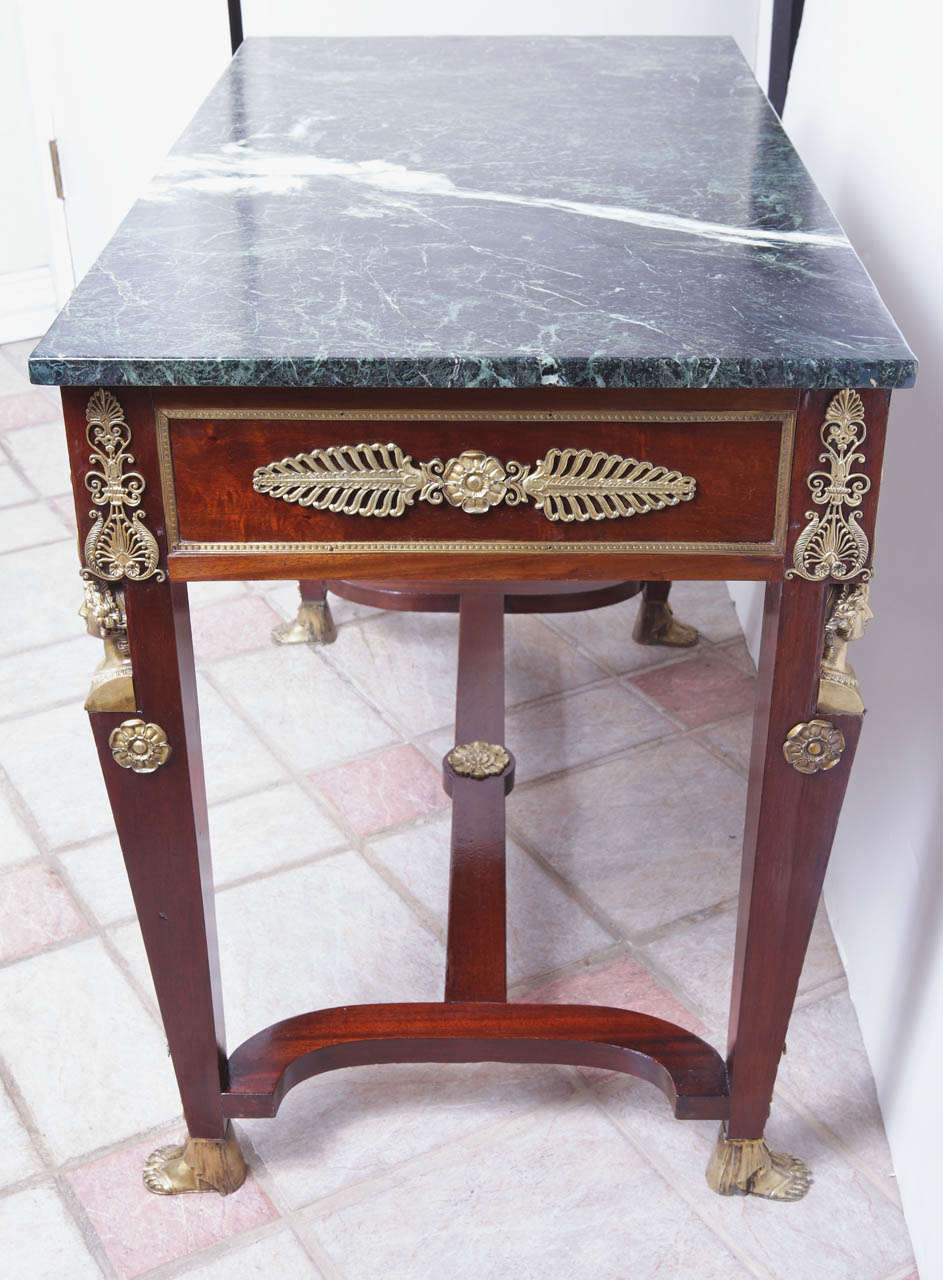 Wood 19th Century Napoleon III Empire Marble Top Console For Sale