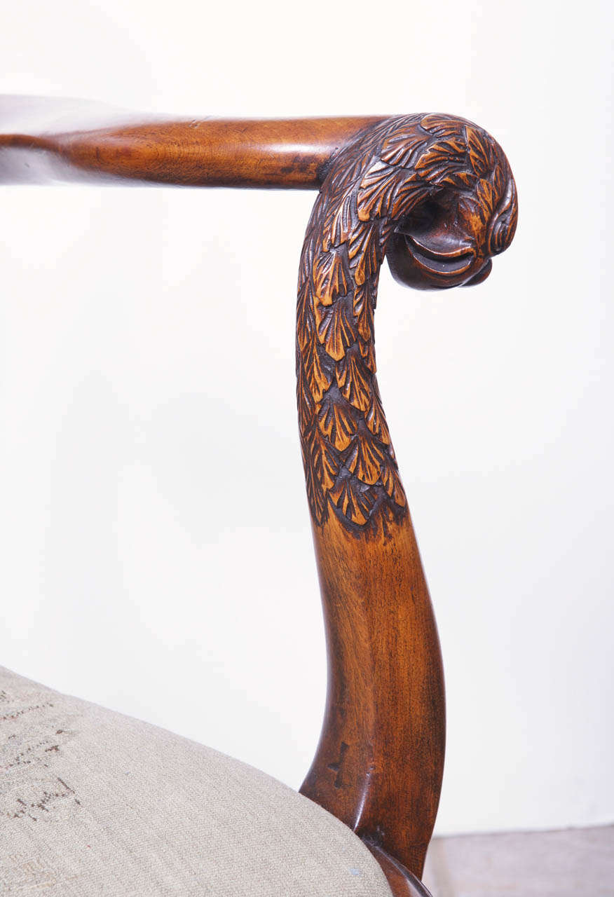 Pair of 19th Century Irish Chippendale Armchairs 4