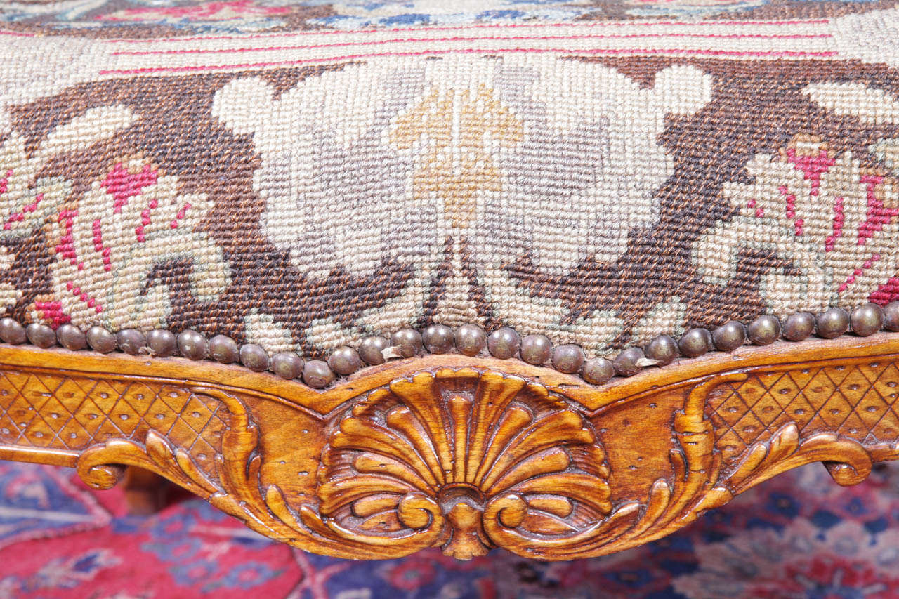 French Louis XV Fruitwood 18th c tapestry chairs For Sale 1
