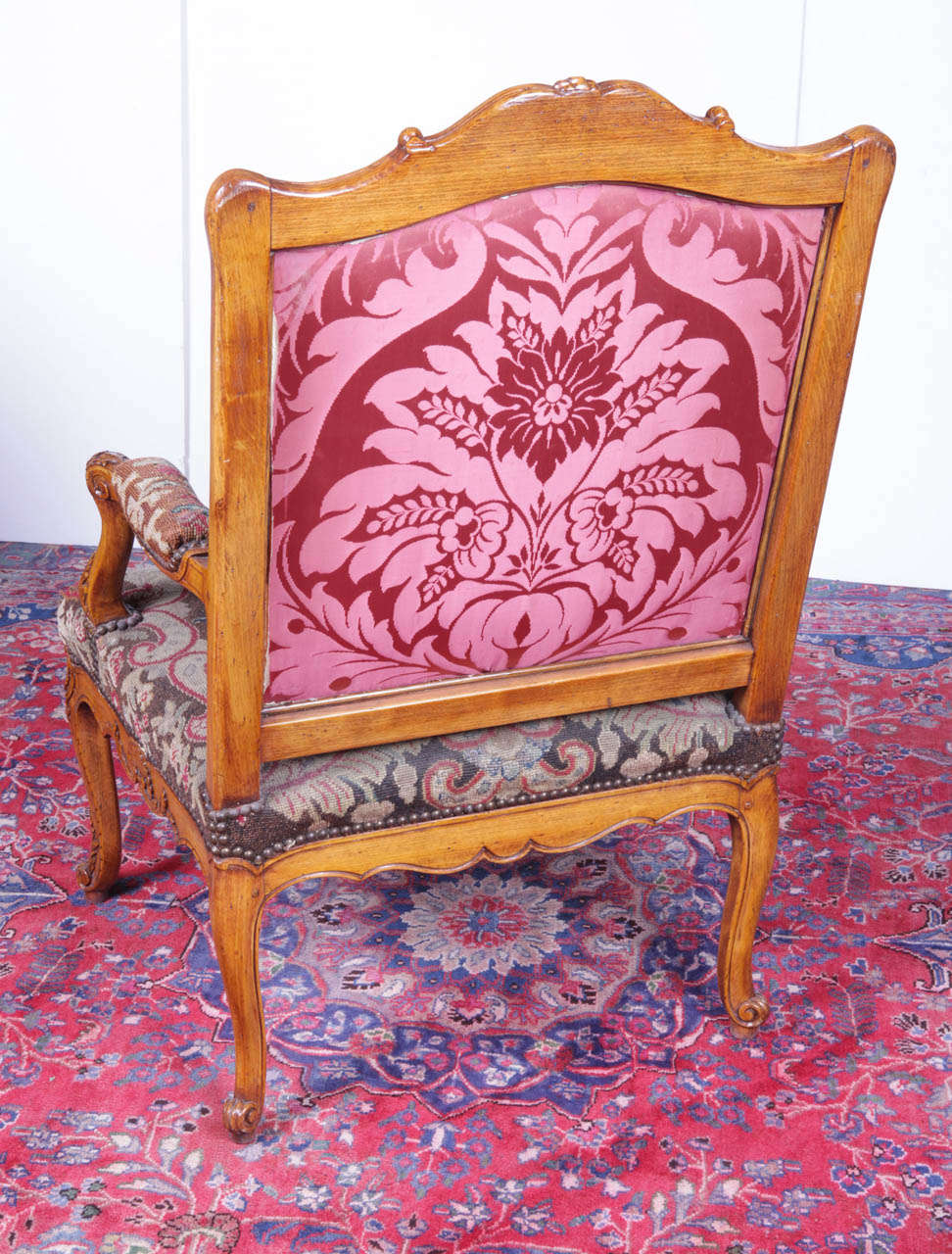 French Louis XV Fruitwood 18th c tapestry chairs For Sale 2