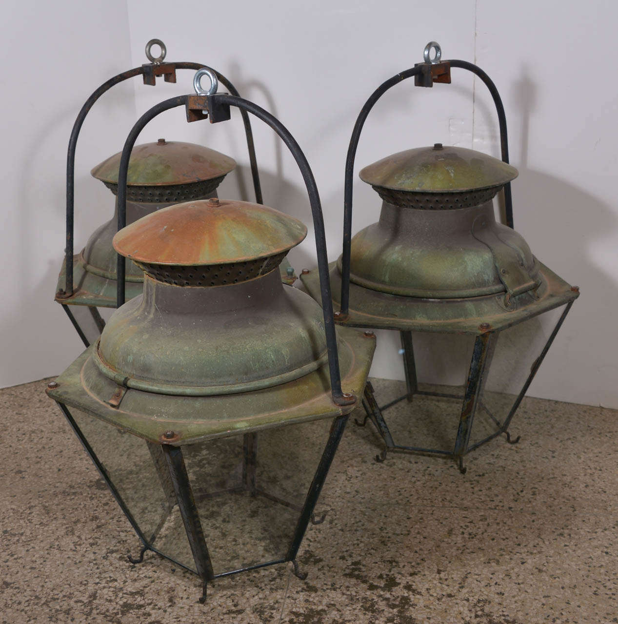 Large copper lantern, octagonal design. Only one lantern remains available for purchase.