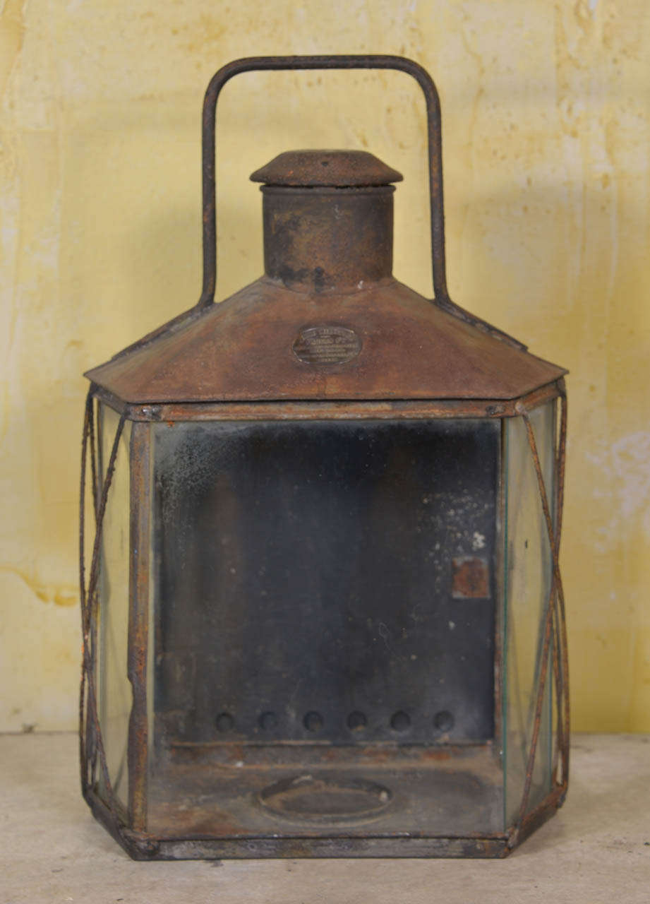 French lantern made for the military. Has maker's plaque, Faucon Fres, Paris.