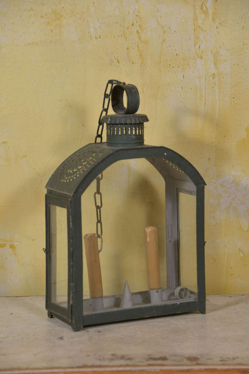 French Small Painted Tole Lantern