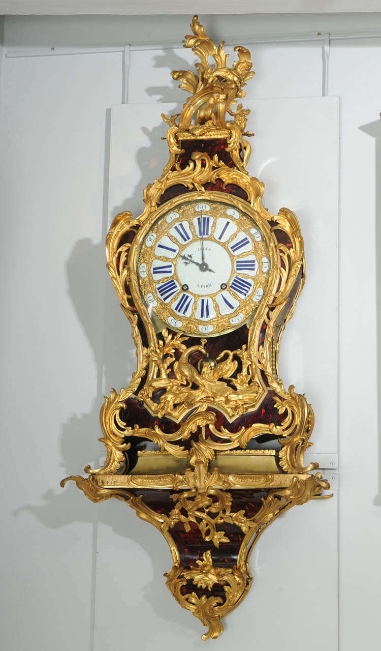 Go and striking, with verge escapement, signed 'Viger A Paris'.  Circa 1750