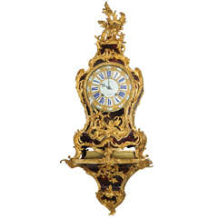  French Louis XV ormolu mounted tortoiseshell bracket clock. Viger A Paris 