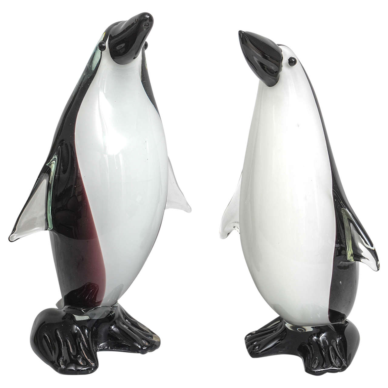  Pair of "Cristalleria Stile D'Arte" Murano Style Glass Penguins