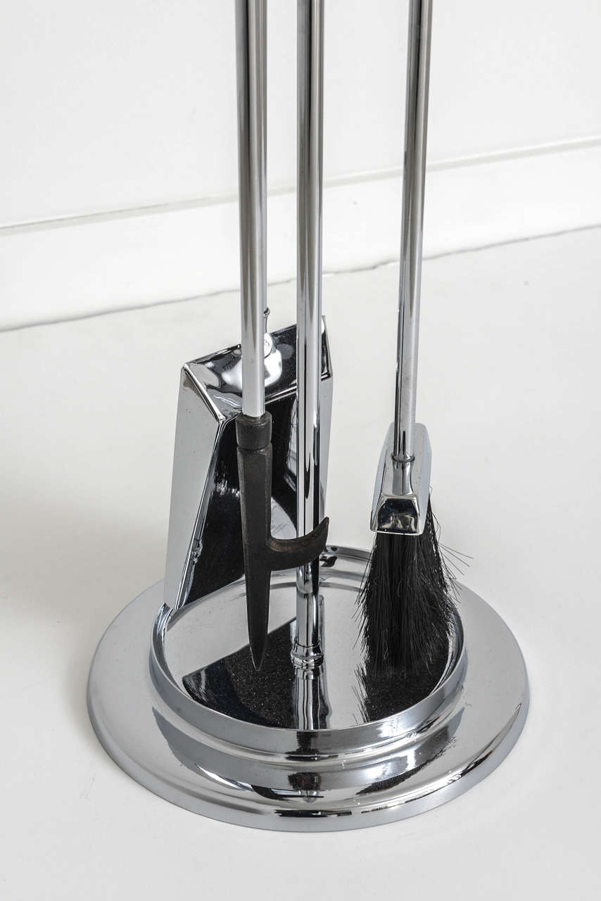 Chrome and Lucite Fireplace Tool Set 6