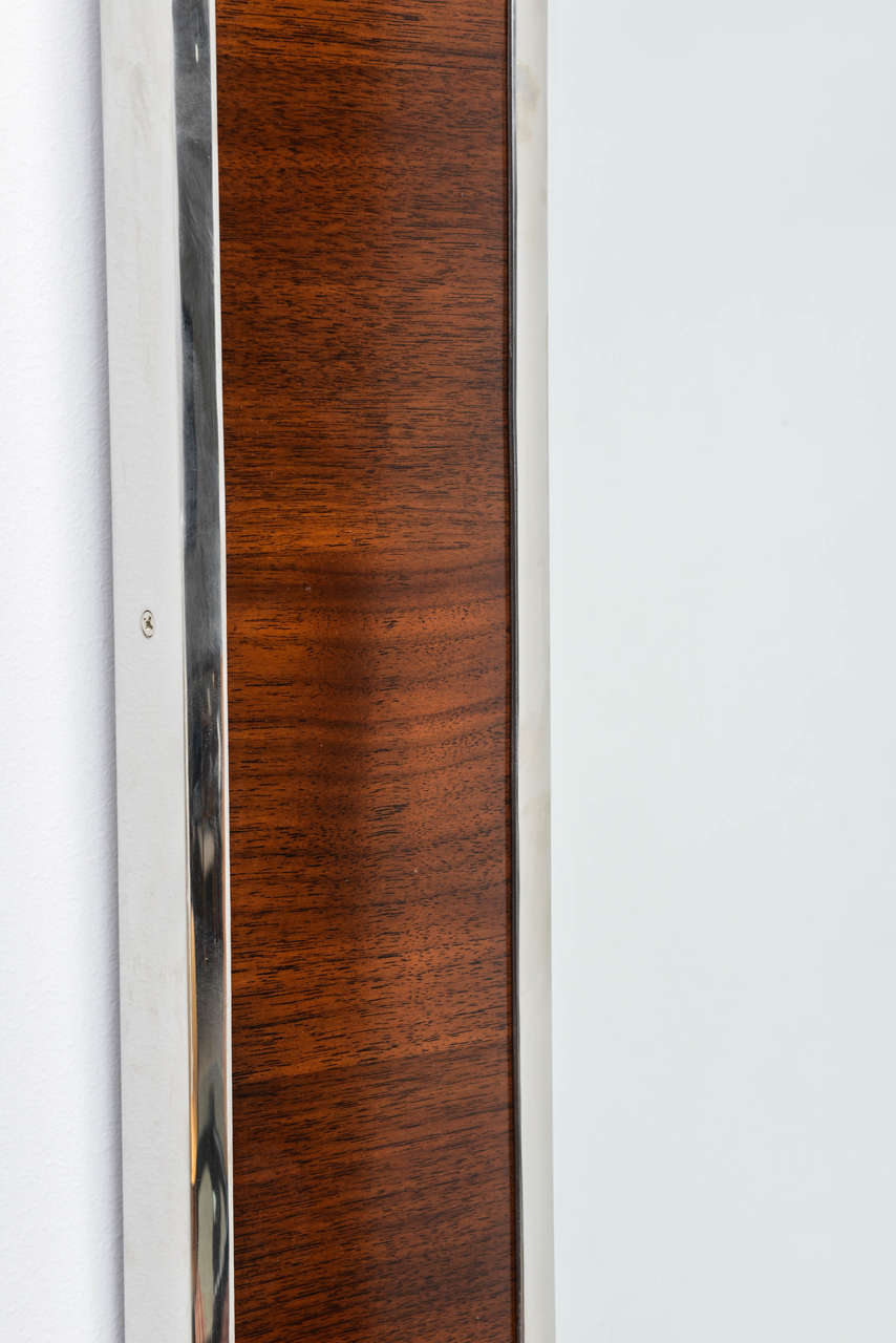 Wall Mirror in Polished Chrome and Mahogany  1
