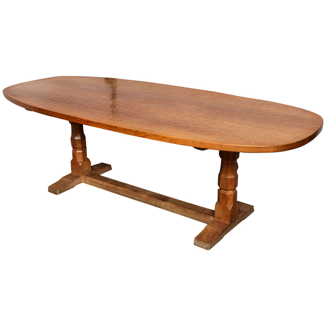 "Mouseman" Large Oval Refectory Table