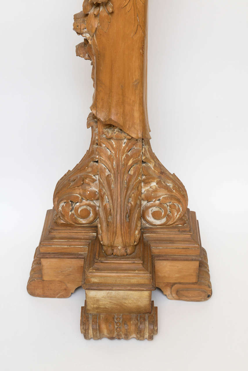 Hand-Carved Art Nouveau Carved Wood Figural Pedestal or Sculpture