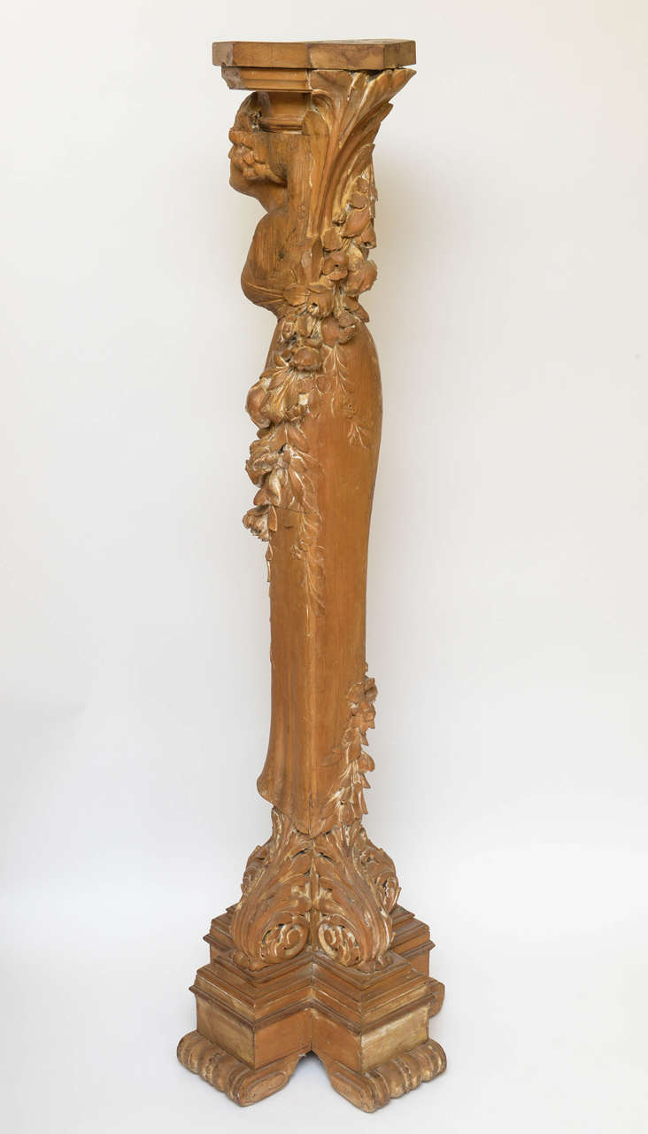 Art Nouveau Carved Wood Figural Pedestal or Sculpture 2