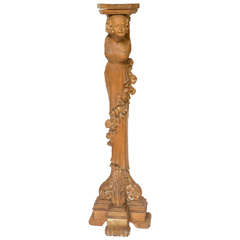 Art Nouveau Carved Wood Figural Pedestal or Sculpture