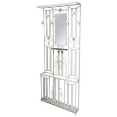 Art Deco French Iron Entry Hall Stand or Tree Painted in White