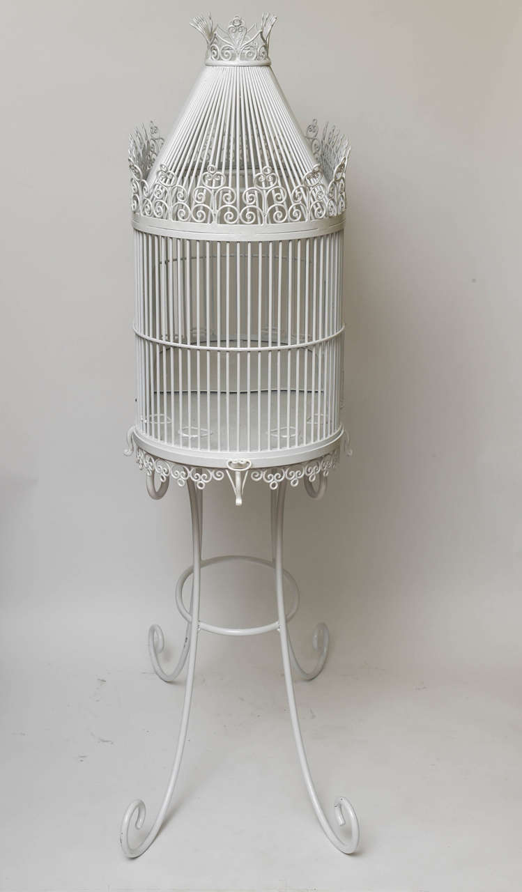 Iron 19th Century Elaborate French Birdcage on Stand