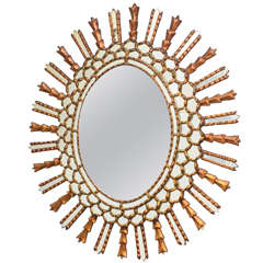 Beautiful Gold Oval European Vintage Starburst Mirror