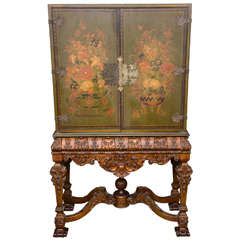 French Hand-Painted Antique Style Drinks Cupboard or Entertainment Center