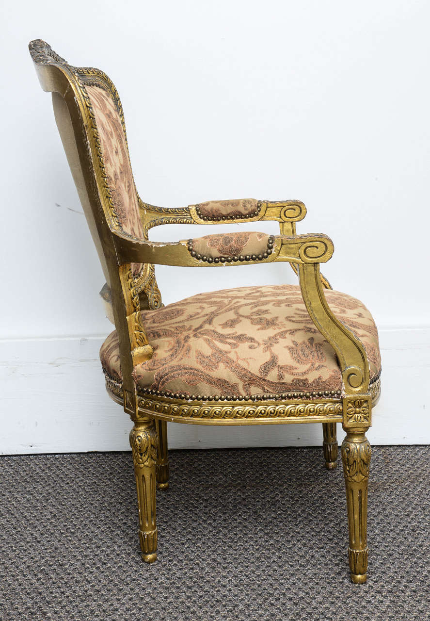 19th Century Pair of Antique French Gilt Armchairs
