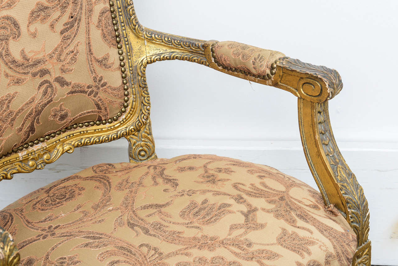 Pair of Antique French Gilt Armchairs 1