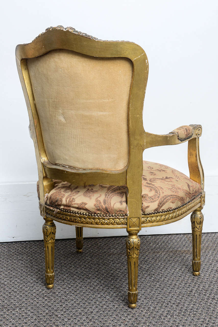Pair of Antique French Gilt Armchairs 3
