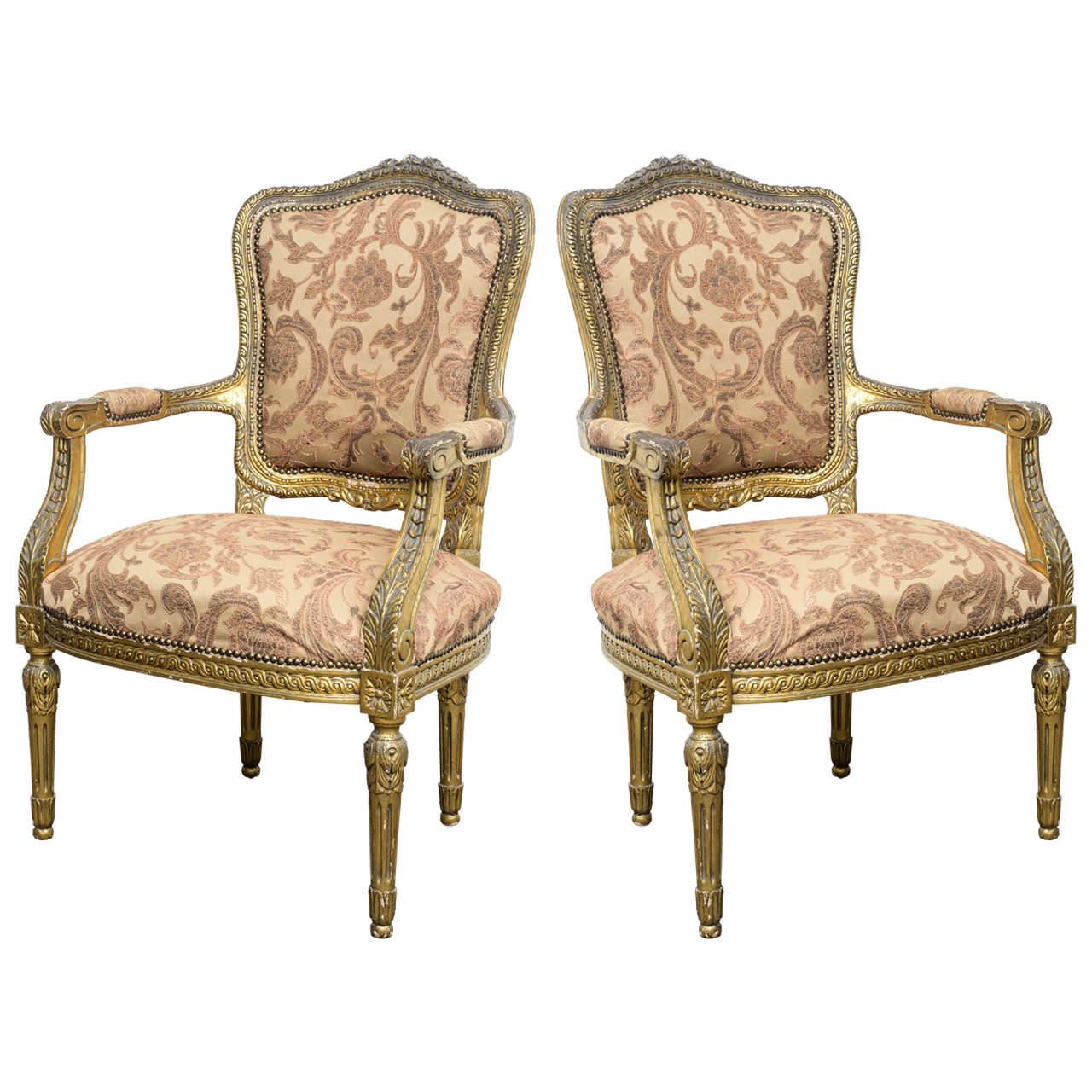 Pair of Antique French Gilt Armchairs