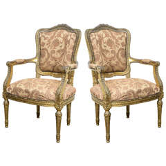Pair of Antique French Gilt Armchairs